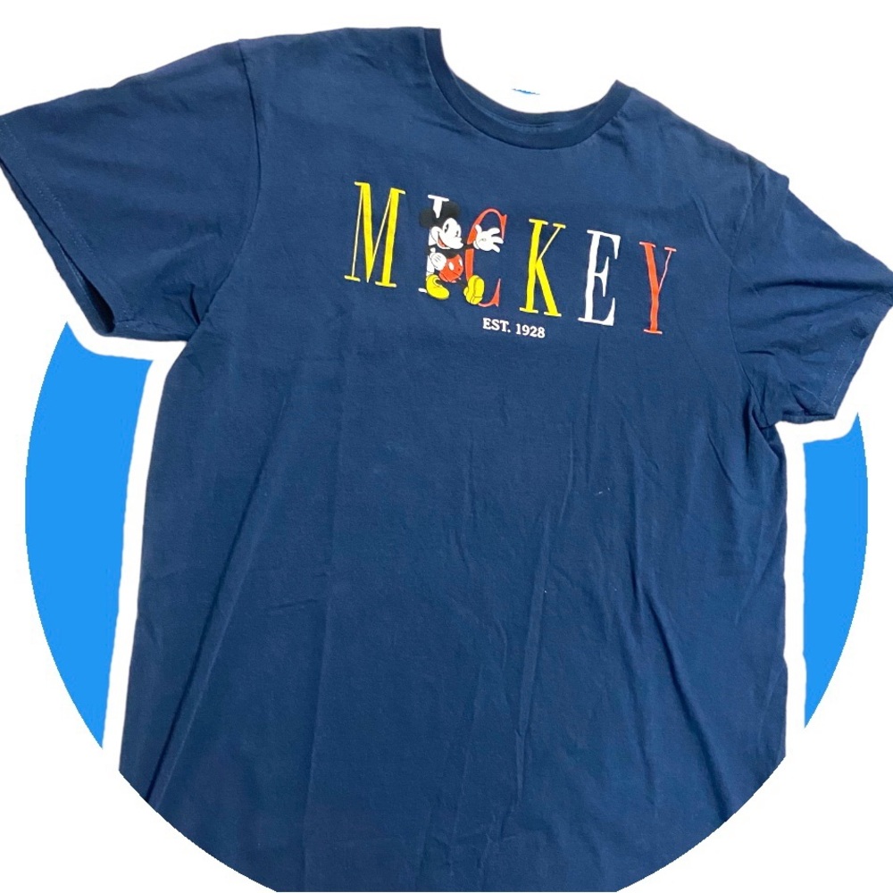 OFFICIAL DISNEY MICKEY MOUSE Est. 1928 Navy Blue T-Shirt MENS LARGE